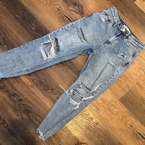 Altar'd State Distressed Light Blue Boyfriend Jeans